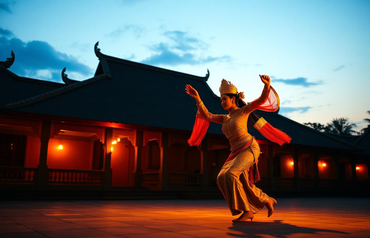 Court dance at dusk