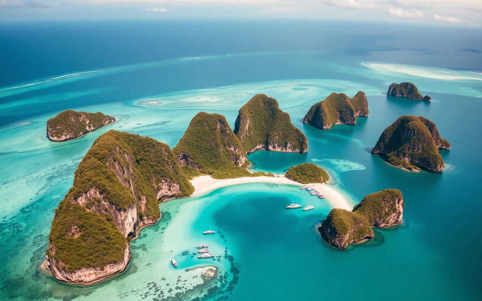 Tropical Indonesian islands in turquoise water